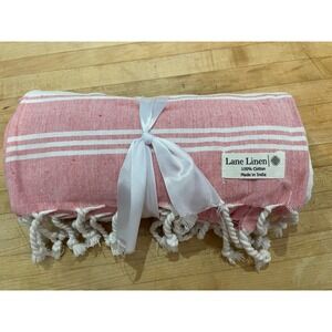Lane Linen TURKISH 100% Cotton Beach Towel Blanket Pink White Stripe 38" x 72"